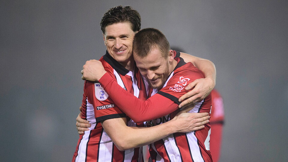 A match action image from the Imps’ 2-1 home win over Cardiff City