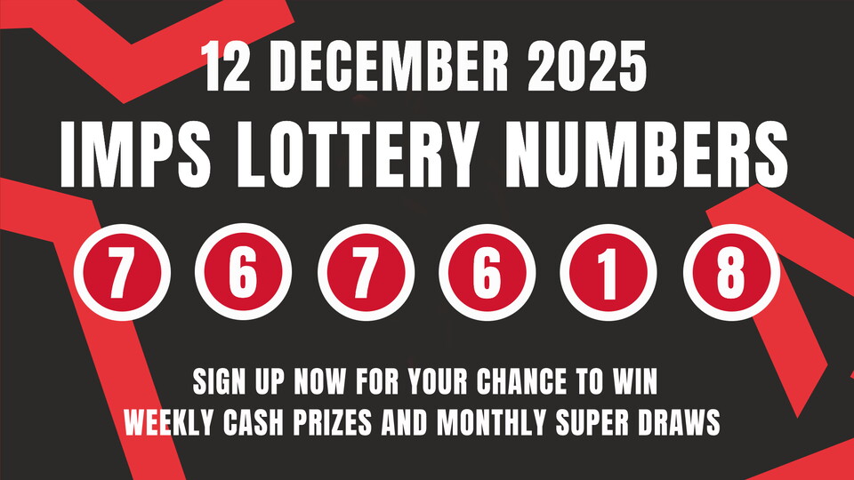 Imps Lottery numbers from 12 December 2025
