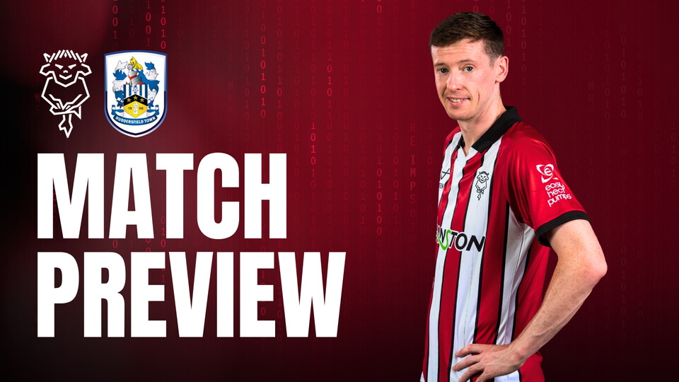 A match preview graphic for Lincoln City v Huddersfield Town