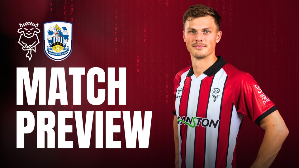 Match preview graphic for Imps vs Huddersfield featuring erik ring