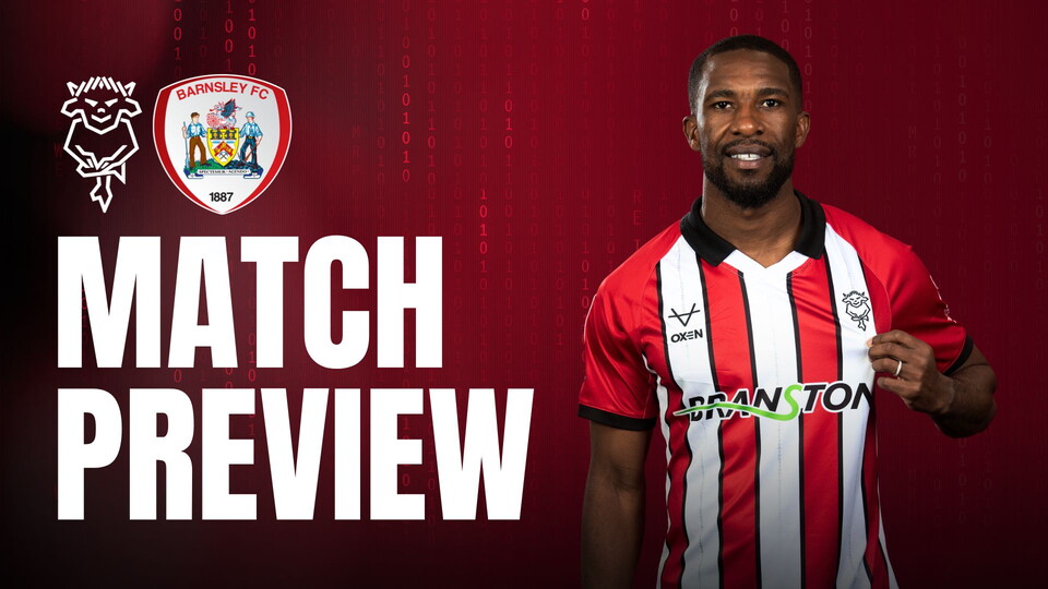 A match preview graphic for Lincoln City v Barnsley.