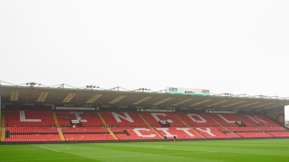 A general view of LNER Stadium, home of Lincoln City, showing the GBM Stand prior to the EFL Sky Bet League One match between Lincoln City and Port Vale at LNER Stadium, Lincoln.