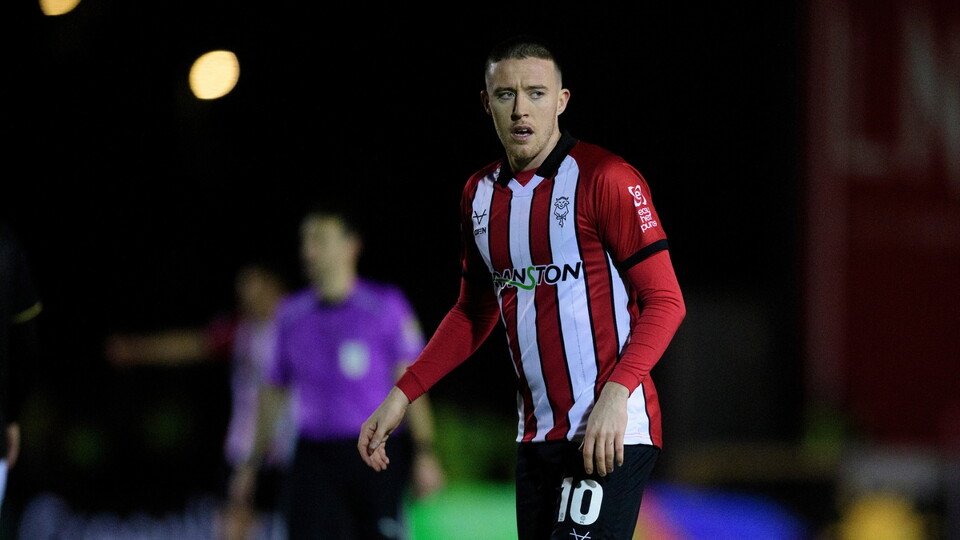Jack Moylan of Lincoln City during the EFL Sky Bet League One match between Lincoln City and Barnsley at LNER Stadium, Lincoln.