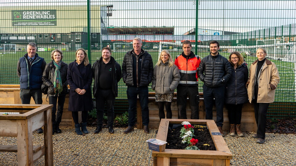 Left to right; Shaun Cass, Lindum Group Jackie Baker, Branston Alex Bavin, Lincoln City Foundation Steve Stewart, Geosynthetics Steve Barker, Dyson Farming Sara Boland, Influence John Atkinson, Dyson Farming Ross Golding, West Lindsey Landscapes Kellie Gavin, West Lindsey Landscapes Sophie Barrett, Turnbull & Co.