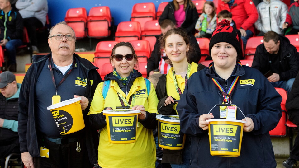 Lincoln City charity partners LIVES during the EFL Sky Bet League One match between Lincoln City and Burton Albion at LNER Stadium, Lincoln.