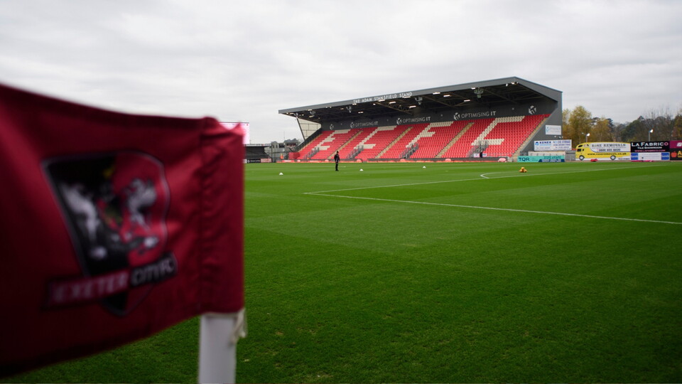A general view of St James Park, home of Exeter City during the EFL Sky Bet League One match between Exeter City and Lincoln City at St James Park, Exeter.