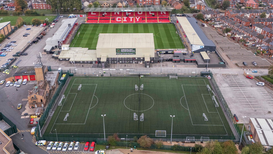 An aerial view of the 3G pitch at the LNER Stadium