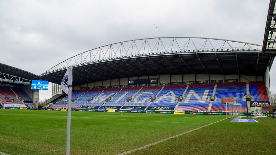 A general view of The Brick Community Stadium, home of Wigan Athletic prior to the EFL Sky Bet League One match between Wigan Athletic and Lincoln City at The Brick Community Stadium, Wigan.