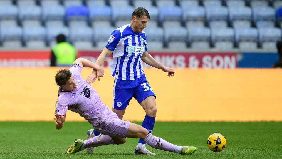 A match action photo from Wigan v Lincoln