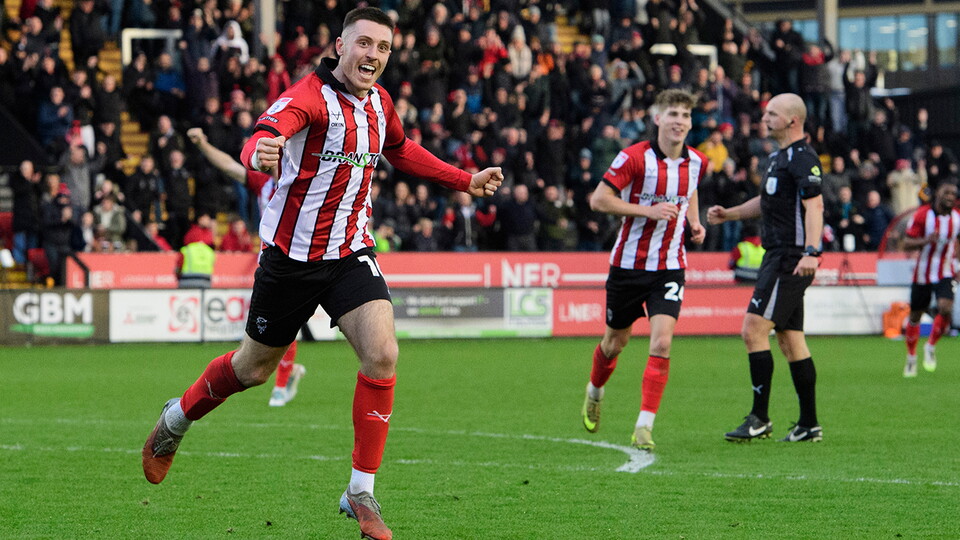 A match action image from City’s 4-0 home win over Blackpool
