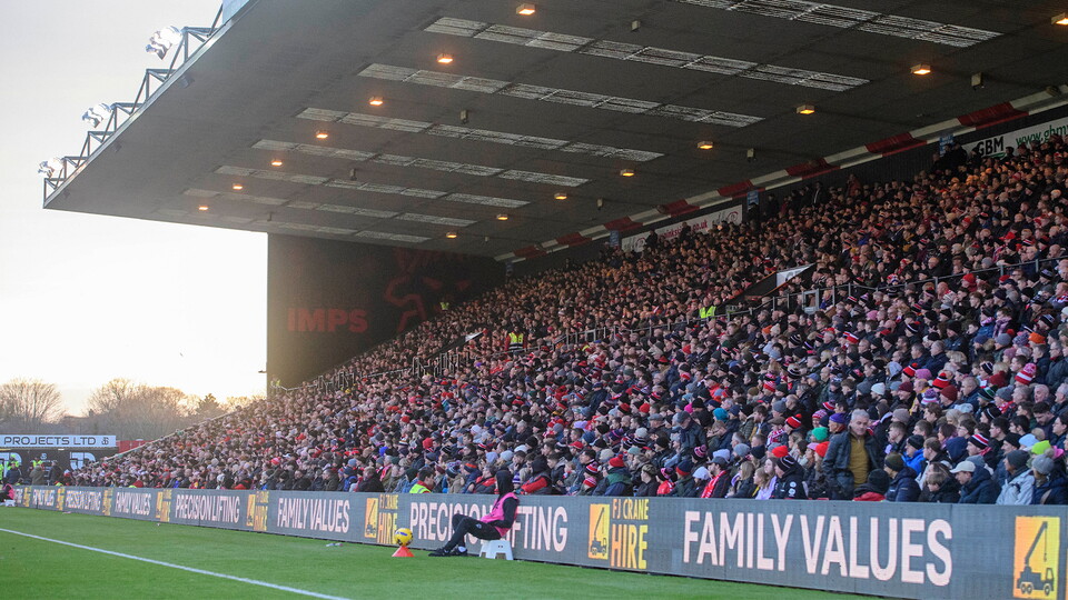 A packed GBM Stand at the LNER Stadium