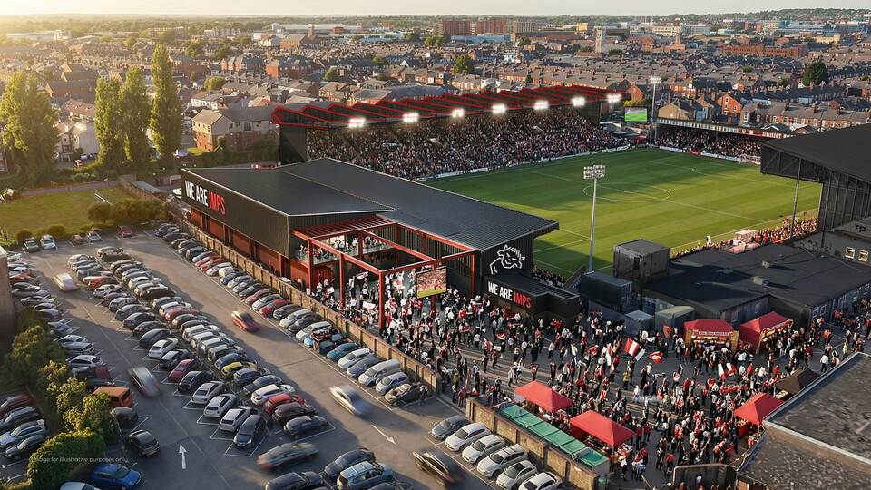 An artist's impression of the LNER Stadium featuring a new extension to the Rilmac Stand