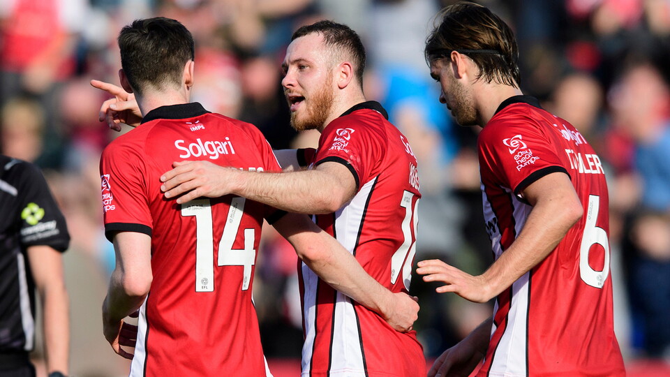 City celebrate scoring against Rotherham United