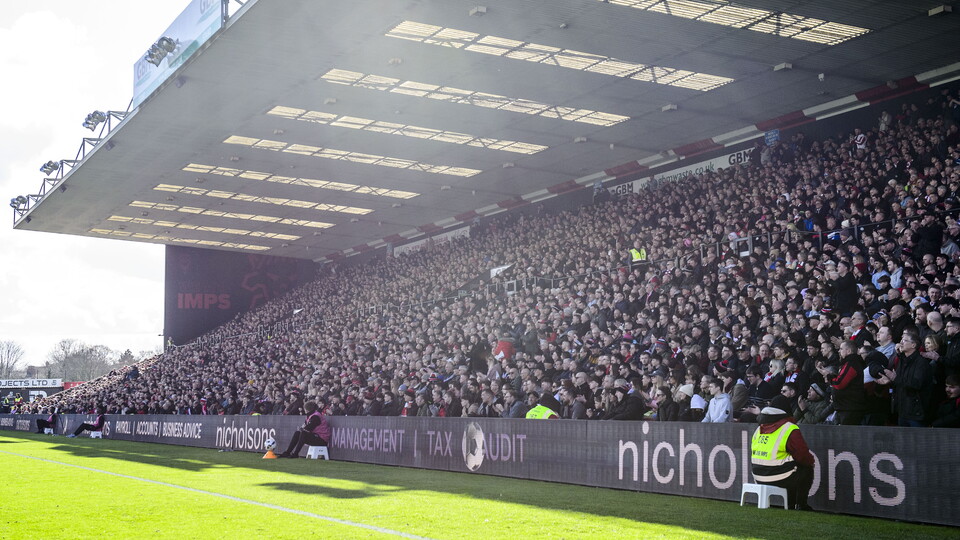 Lincoln City supporters int he GBM Stand