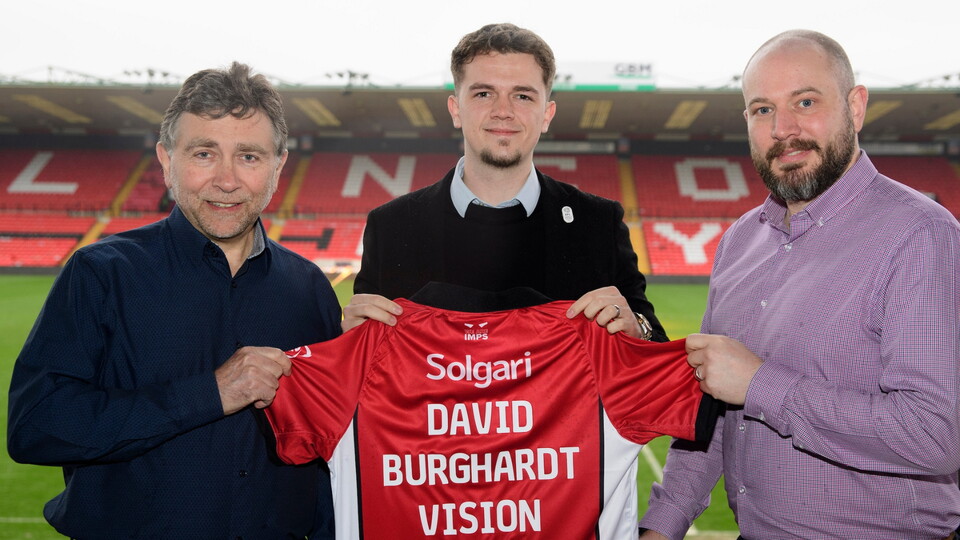 Lincoln City commercial partnership | Bobby Copping, head of commercial of Lincoln City with David Burghardt Vision Care