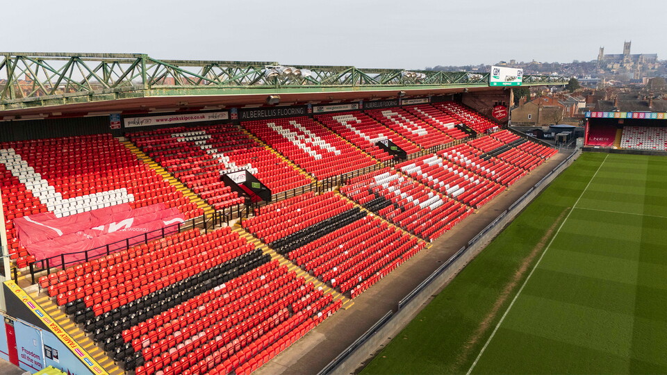 An aerial view of the LNER Stadium, home of Lincoln City