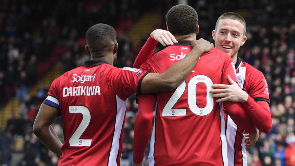 Lincoln City players celebrate