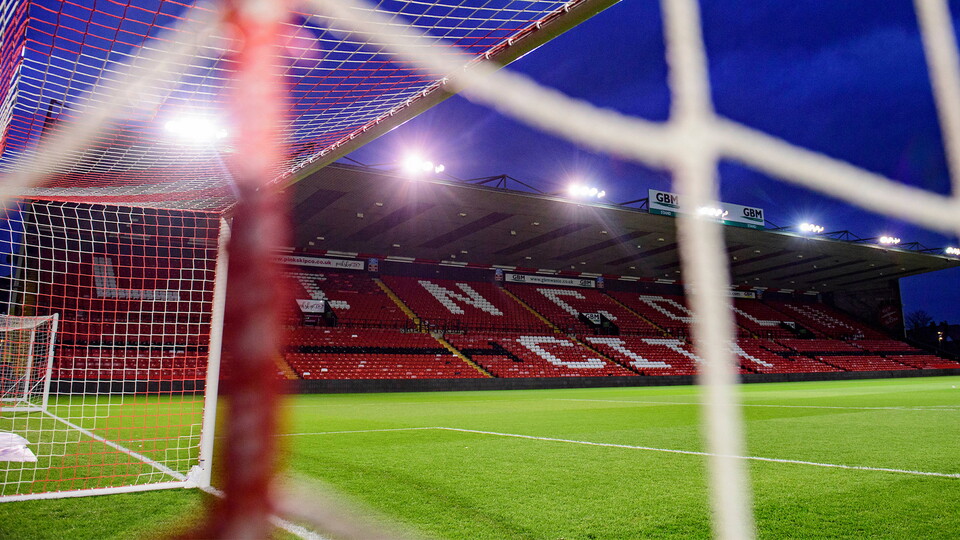 The LNER Stadium, photographed at night-time