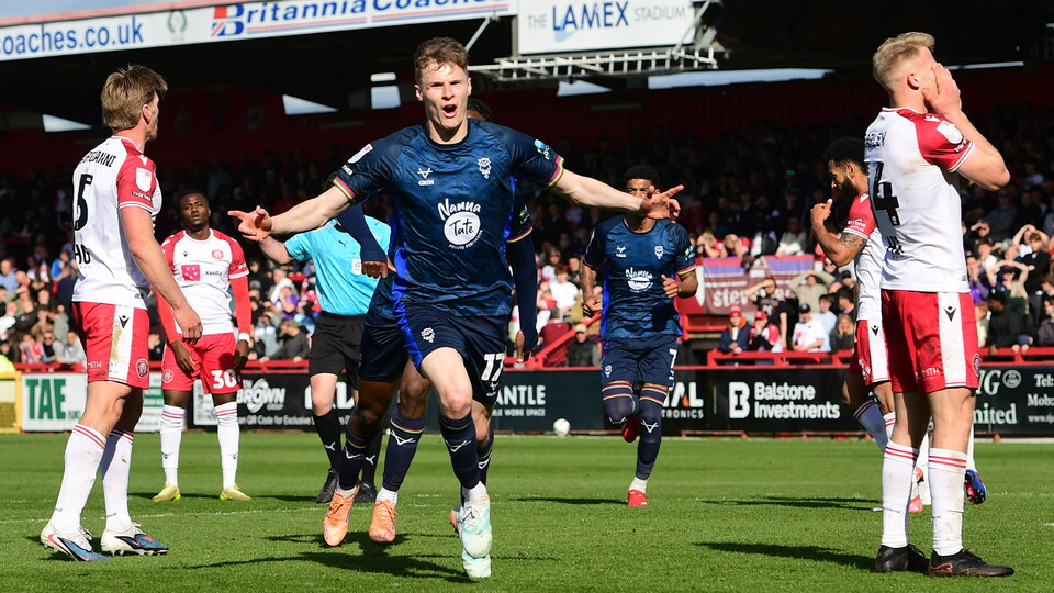 Rob Street celebrates equalising for City against Stevenage