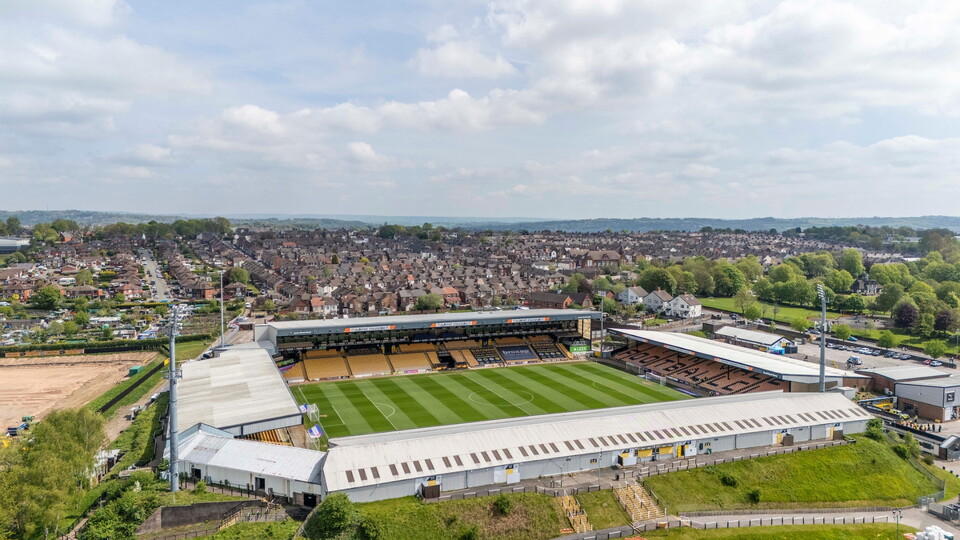 An aerial general view of Vale Park, home of Port Vale prior to the EFL Sky Bet League One match between Port Vale and Lincoln City at Vale Park, Burslem.