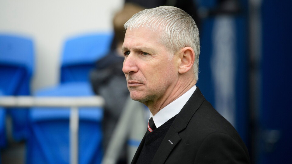 Jez George, sporting director of Lincoln City during the pre-match warm-up prior to the EFL Sky Bet League One match between Cardiff City and Lincoln City at Cardiff City Stadium, Cardiff.