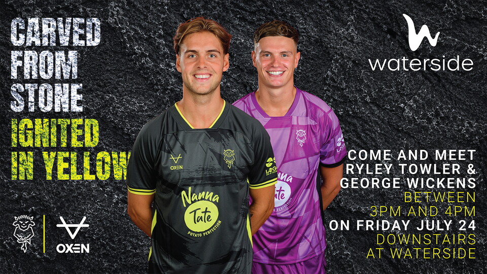 Flyer for Waterside visit of Ryley Towler and George Wickens. 