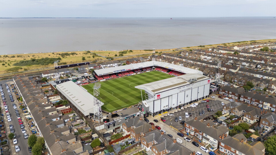 A drone view of Blundell Park