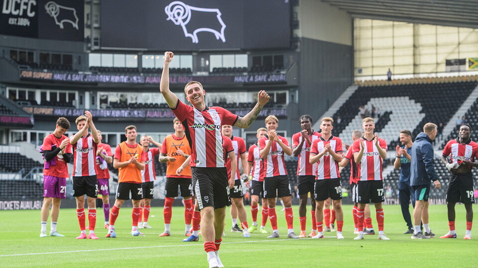 A match action image from City’s 2-1 Carabao Cup first round win at Derby
