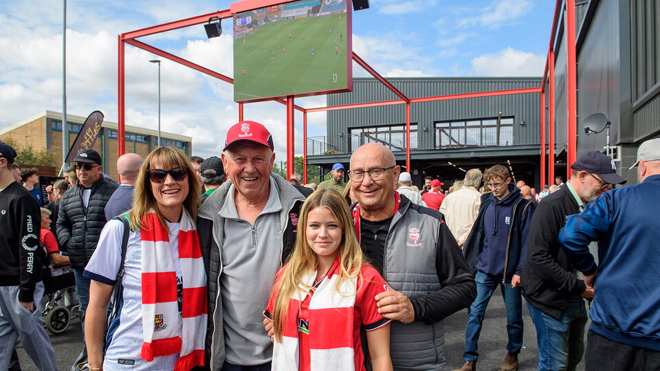 Fans outside the ProAmpac Stadium before Lincoln's game versus Portsmouth