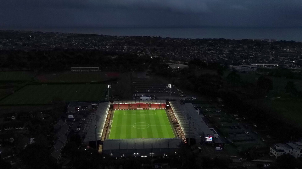 A drone view of the Vitality Stadium at Bournemouth