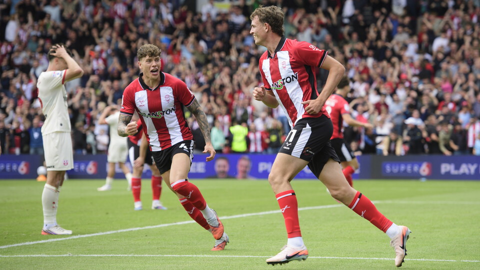 Mikkel Ladefoged celebrates after scoring a goal
