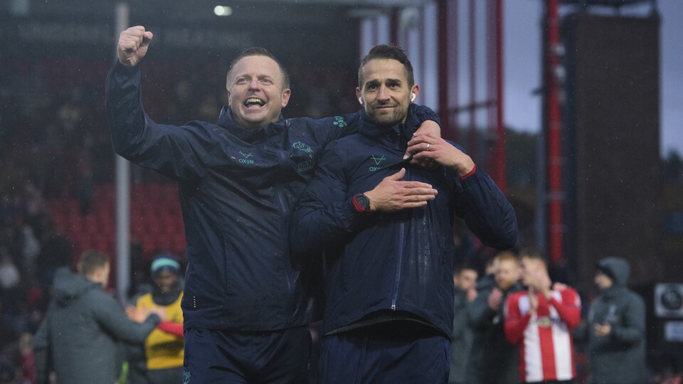 Tom Shaw and Chris Cohen celebrate after a win